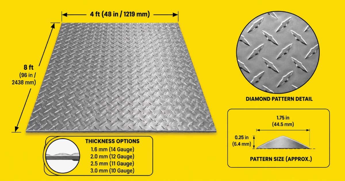 4x8 Diamond Plate Size Chart