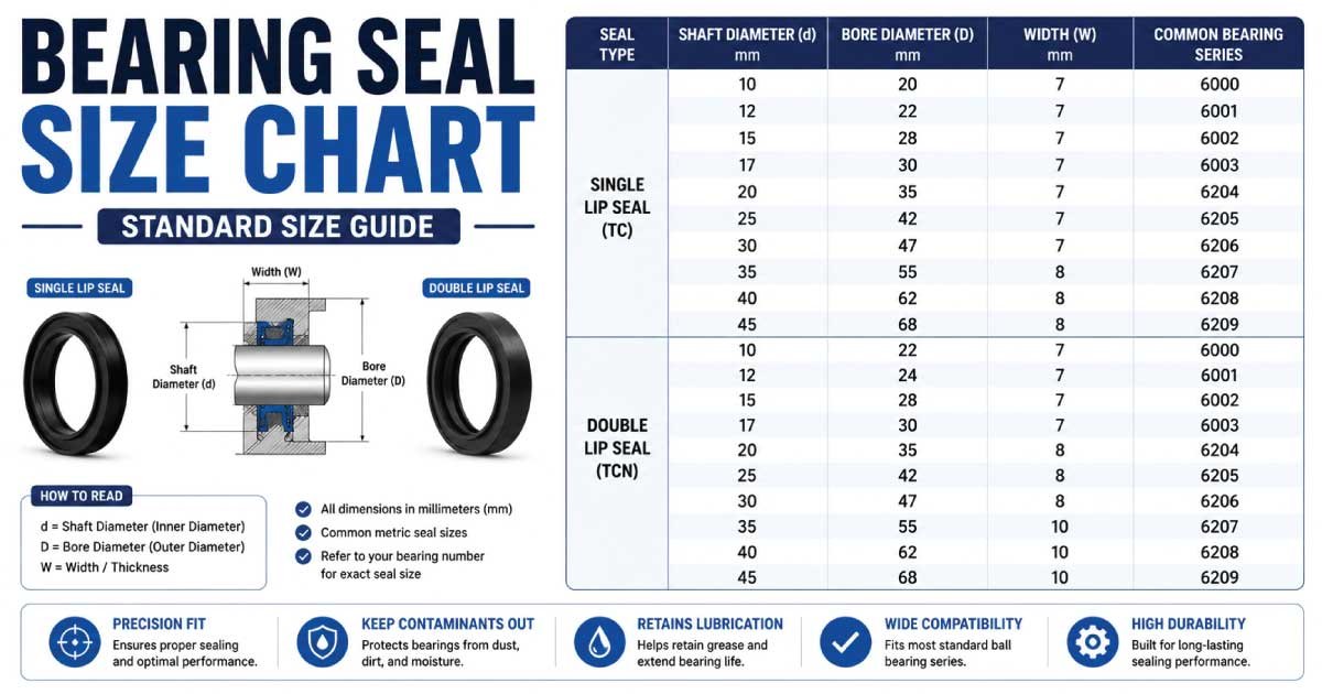 Bearing Seal Size Chart