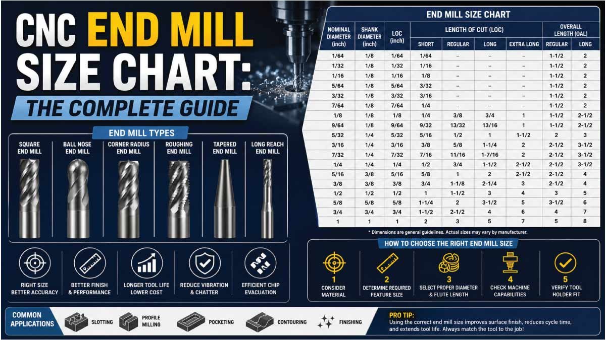 CNC End Mill Size Chart