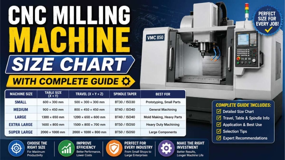 Overall Machine Dimensions CNC Milling Machine Size Chart With Complete Guide - Mech Forged