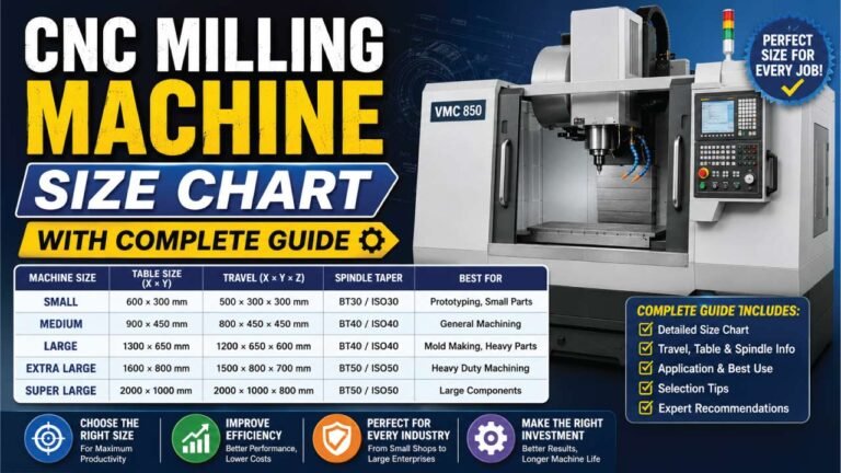 CNC Milling Machine Size Chart With Complete Guide - Mech Forged