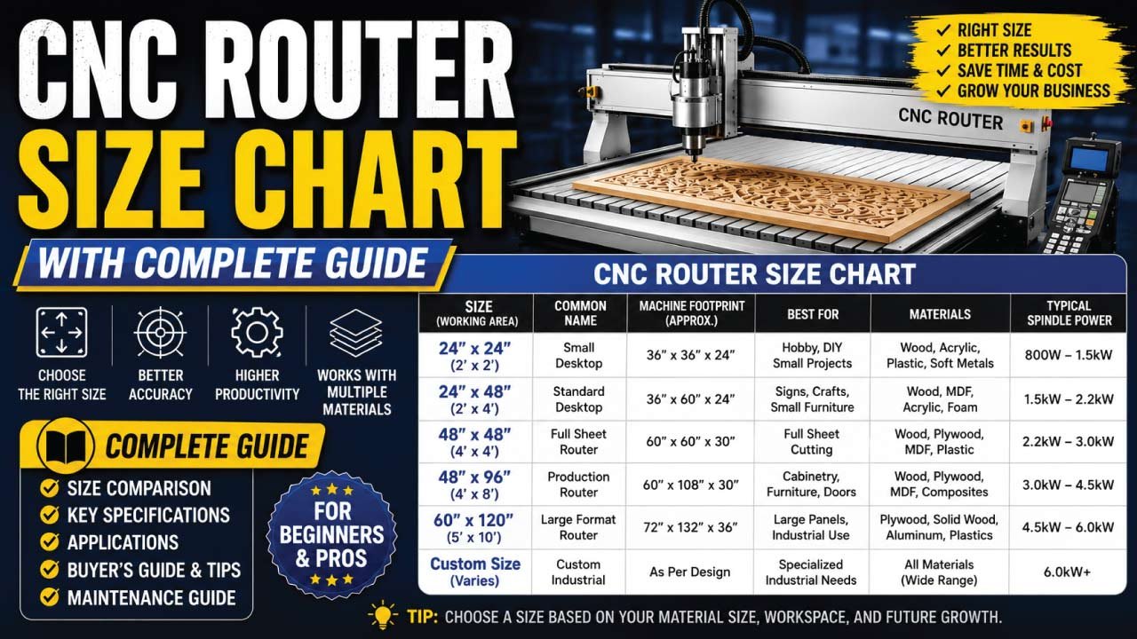 CNC Router Size Chart With Complete Guide