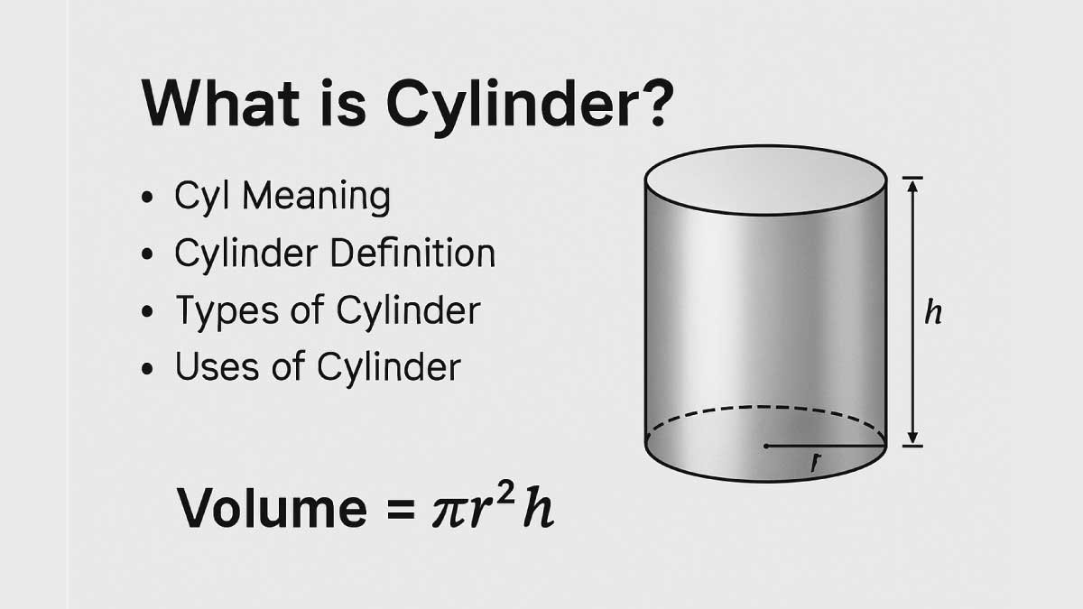 Cylinder: Meaning, Definition, Types, Uses, Formula & Volume