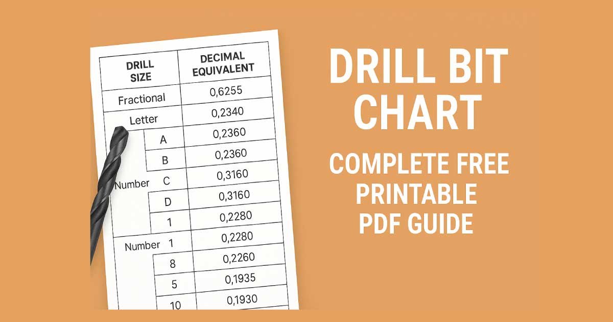 Drill Bit Chart Free Printable PDF