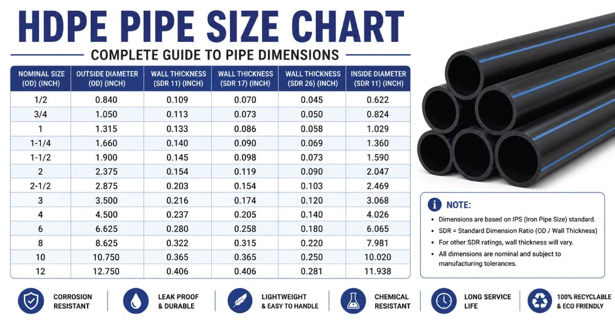 HDPE Pipe Size Chart