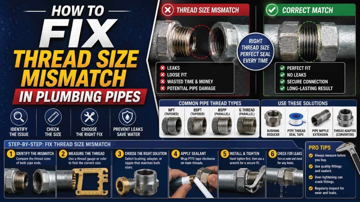How to Fix Thread Size Mismatch in Plumbing Pipes
