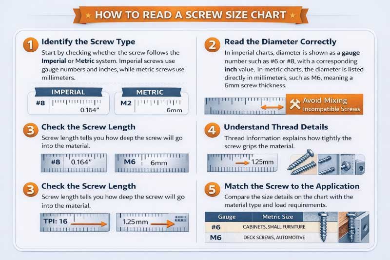 How to Read a Screw Size Chart