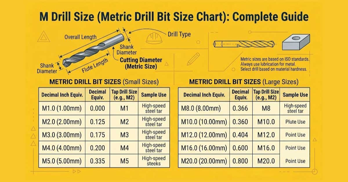 M Drill Size (Metric Drill Bit Size Chart)