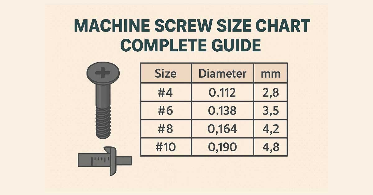 Machine Screw Size Chart Complete Guide 2025 Free PDF Mech Forged