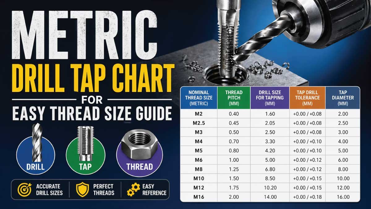 Metric Drill Tap Chart for Easy Thread Size Guide