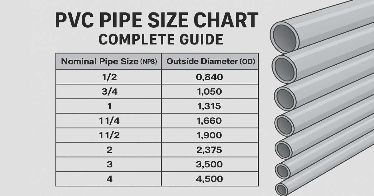 PVC Pipe Size Chart