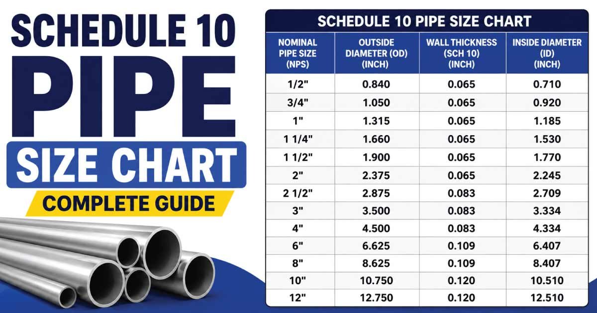 Schedule 10 Pipe Size Chart
