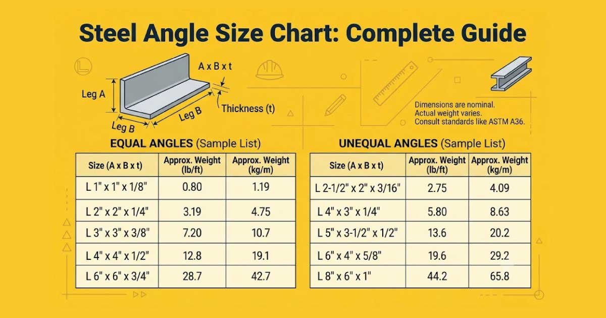 Steel Angle Size Chart