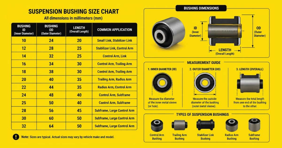 Suspension Bushing Size Chart