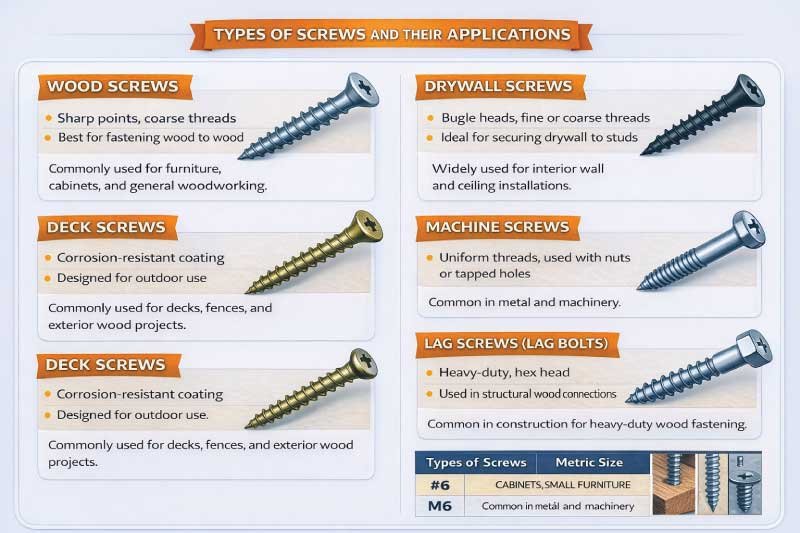Types of Screws and Their Applications