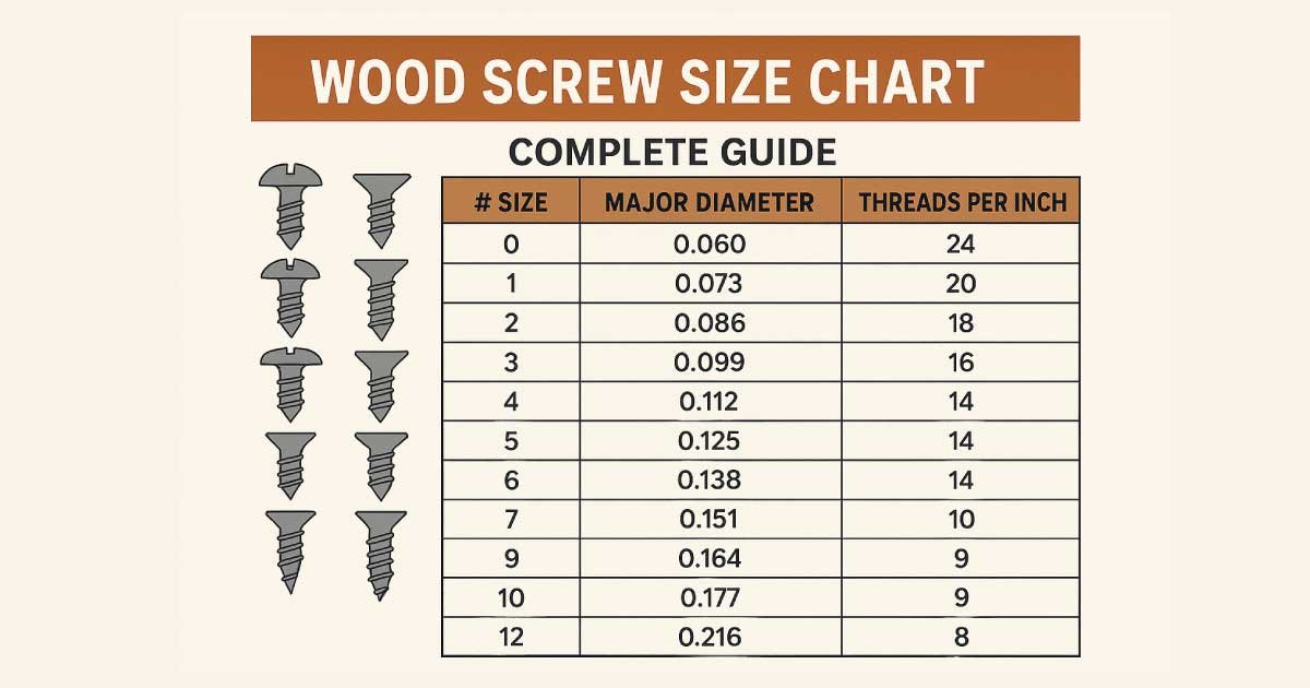 Wood Screw Size Chart
